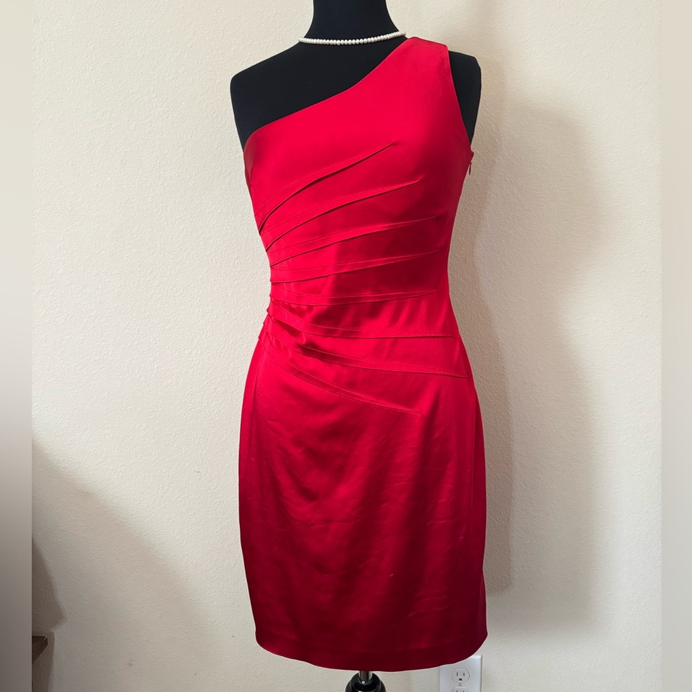 Guess Elegant Shiny Red One-Shoulder Dress Size 6